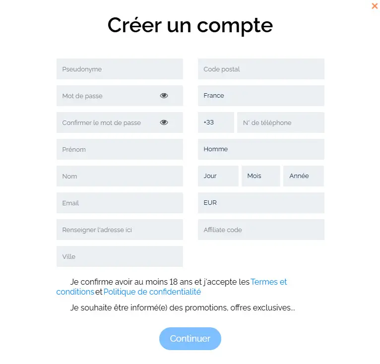 Processus d'inscription Betclic Poker